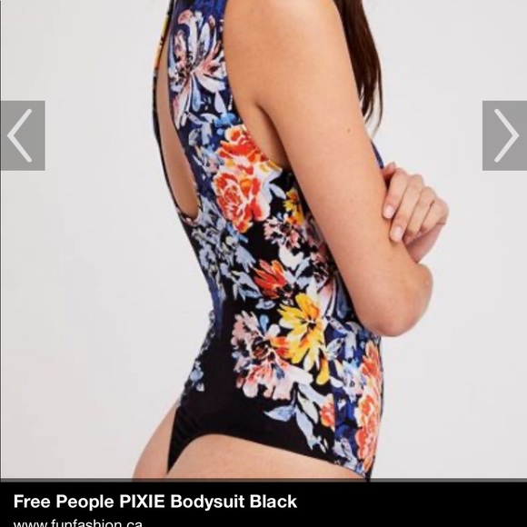 NWT Free People Pixie Bodysuit Floral Black XS - Picture 2 of 4